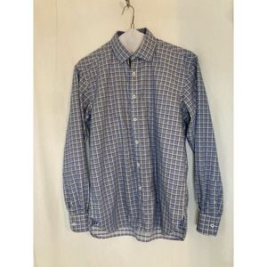 ENZONE Mens Button Down Size Medium‎ Shirt Blue & Yellow Patterned